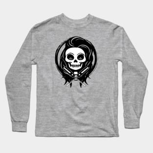 Female Electrician Skull and Screwdriver Black Logo Long Sleeve T-Shirt